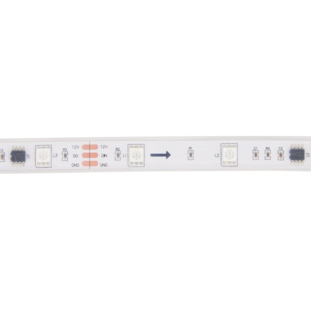 Світлодіодна стрічка RGB SMD5050, WS2811 (біла, з управлінням, IP67, 12 В, 30 діодів/м, 5 м)