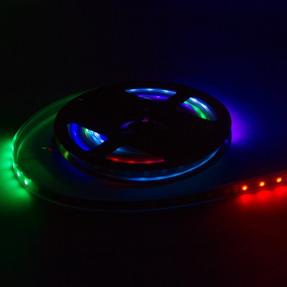 Світлодіодна стрічка RGB SMD5050, WS2812B (з управлінням, IP67, 5 В, 60 діодів/м, 5 м)