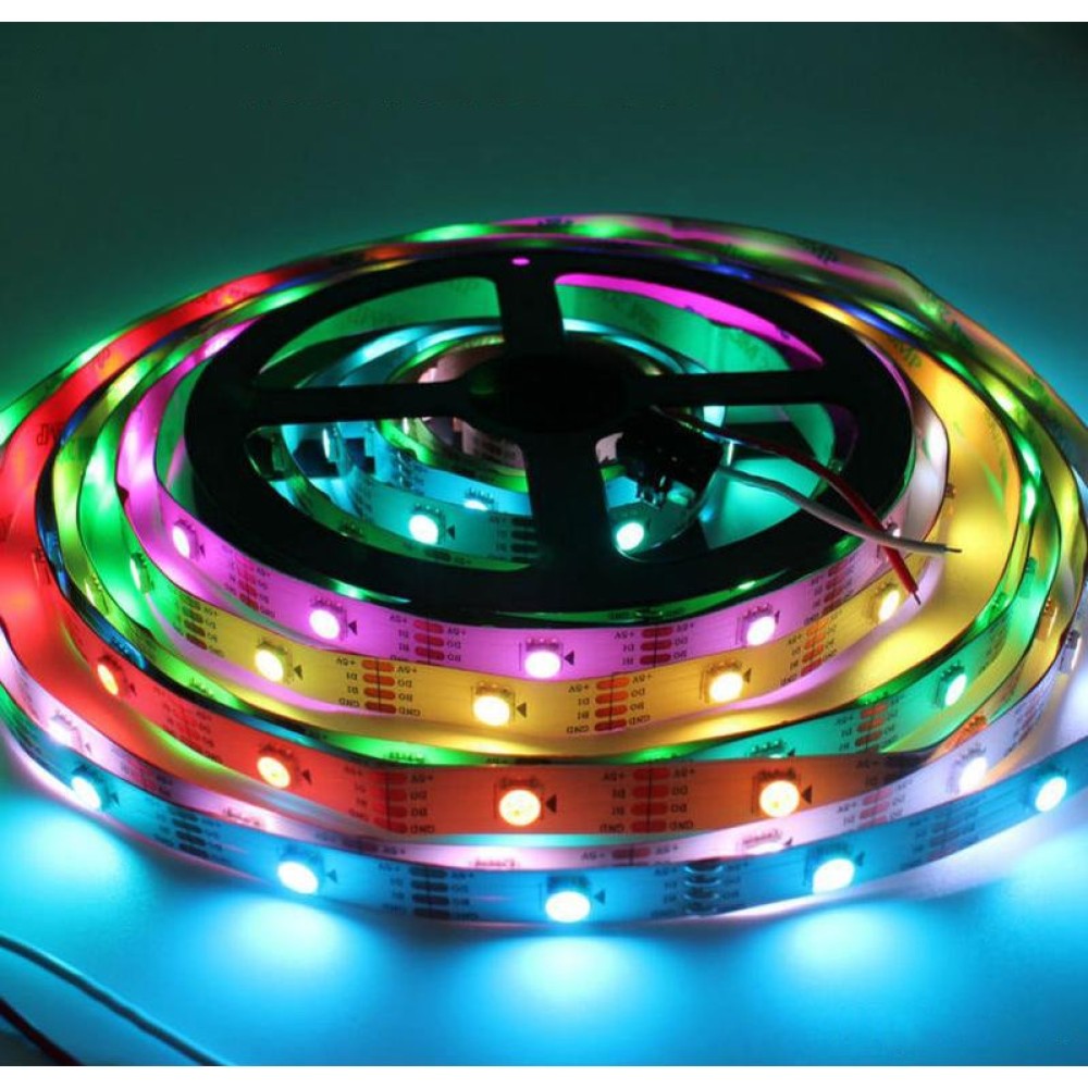 Светодиодная лента RGB SMD5050, WS2813 (белая, с управлением, IP20, 5 В, 30 диодов/м, 5 м)