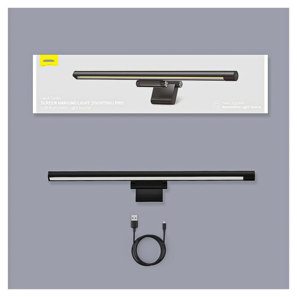 Настольная лампа Baseus i-wok Series Pro, 5 Вт, черная, для монитора, c кабелем, #DGIWK-P01