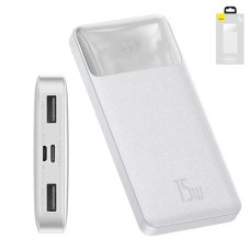 Power bank Baseus Bipow, 10000 мАг, з дисплеєм, білий, Quick Charge, 15 Вт, #PPDML-I02