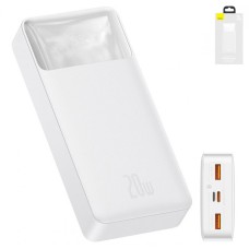 Power bank Baseus Bipow, 20000 мАг, з кабелем, з дисплеєм, білий, Quick Charge, 20 Вт, #PPDML-M02