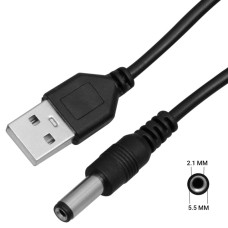 Кабель живлення, DC, USB тип-A, 5В/1А, d 5,5 мм, d 2,1 мм