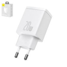 Мережевий зарядний пристрій Baseus Compact Quick Charger, біле, USB тип-C, USB тип-A, 20 Вт, #CCXJ-B02