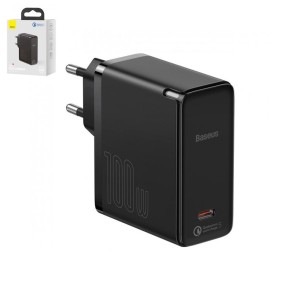 Мережевий зарядний пристрій Baseus GaN2, 100 Вт, Quick Charge, чорне, USB тип-C, з кабелем USB тип-C до USB тип-C, 5 А, #TZCCGAN-L01