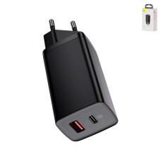 Мережевий зарядний пристрій Baseus GaN2 Lite, Quick Charge, 220 В, чорне, 65 Вт, #CCGAN2L-B01