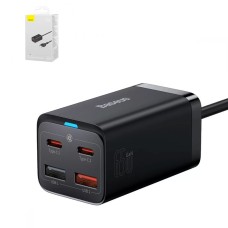 Мережевий зарядний пристрій Baseus GaN3 Pro, Fast Charge, чорне, USB тип-C, USB тип-A, з кабелем USB тип-C до USB тип-C, 65 Вт, 3 порта, #CCGP050101