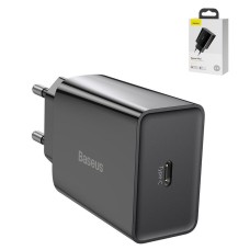 Мережевий зарядний пристрій Baseus Speed Mini, Quick Charge, 220 В, чорне, USB тип-C, 20 Вт, #CCFS-SN01