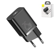 Мережевий зарядний пристрій Baseus Super Si, Quick Charge, 220 В, чорне, USB тип-C, з кабелем USB тип-C до USB тип-C, 25 Вт, #TZCCSUP-L01