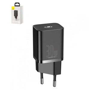 Сетевое зарядное устройство Baseus Super Si, Quick Charge, черное, USB тип-C, 30 Вт, #CCSUP-J01