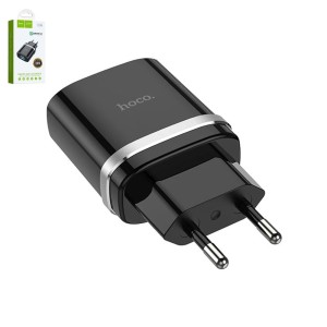 Сетевое зарядное устройство Hoco C12Q, Quick Charge, черное, USB тип-A, 18 Вт