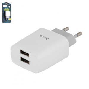 Сетевое зарядное устройство Hoco C73A, белое, USB тип-A, 2 порта, 2,4 А