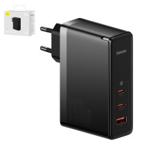 Мережевий зарядний пристрій Baseus GaN5 Pro, 140 Вт, Quick Charge, 220 В, чорний, з кабелем USB тип-C до USB тип-C, 3 порта, #CCGP100201