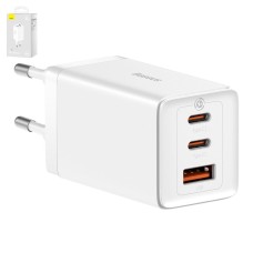 Мережевий зарядний пристрій Baseus GaN5 Pro, 65 Вт, Quick Charge, 220 В, білий, з кабелем USB тип-C до USB тип-C, 3 порта, #CCGP120202