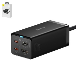 Сетевое зарядное устройство Baseus GaN5 Pro Desktop, 67 Вт, Quick Charge, 220 В, черный, USB Type A только для передачи данных, c кабелем USB тип-C к USB тип-C, 4 порта, #CCGP1102