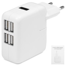 Сетевое зарядное устройство для планшетов Apple; мобильных телефонов Apple, 220 В, (2 USB выхода 5В 2,1А), (2 USB выхода 5В 1А), белое