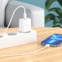 Сетевое зарядное устройство Hoco C104A, 20 Вт, Power Delivery (PD), 220 В, белый, c кабелем USB тип-C к Lightning для Apple, 1 порт, #6931474782908