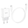 Сетевое зарядное устройство Hoco C104A, 20 Вт, Power Delivery (PD), 220 В, белый, c кабелем USB тип-C к USB тип-C, 1 порт, #6931474782915