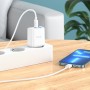 Сетевое зарядное устройство Hoco C105A, 20 Вт, Power Delivery (PD), 220 В, белый, c кабелем USB тип-C к Lightning для Apple, 2 порта, #6931474782939