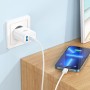 Сетевое зарядное устройство Hoco C105A, 20 Вт, Power Delivery (PD), 220 В, белый, c кабелем USB тип-C к Lightning для Apple, 2 порта, #6931474782939