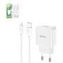 Сетевое зарядное устройство Hoco C106A, 220 В, белый, с кабелем Lightning для Apple, 1 порт, #6931474783899