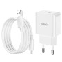 Сетевое зарядное устройство Hoco C106A, 220 В, белый, с micro-USB кабелем тип-В, 1 порт, #6931474783905