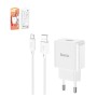 Сетевое зарядное устройство Hoco C106A, 220 В, белый, с micro-USB кабелем тип-В, 1 порт, #6931474783905