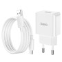 Сетевое зарядное устройство Hoco C106A, 220 В, белый, с USB кабелем тип-C, 1 порт, #6931474783912