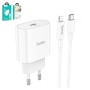 Сетевое зарядное устройство Hoco C94A, 20 Вт, Fast Charge, 220 В, белый, c кабелем USB тип-C к Lightning для Apple, 1 порт