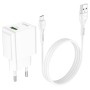 Сетевое зарядное устройство Hoco C98A, 18 Вт, Quick Charge, 220 В, белый, с micro-USB кабелем тип-В, 1 порт, #6931474766861