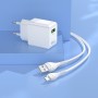 Сетевое зарядное устройство Hoco C98A, 18 Вт, Quick Charge, 220 В, белый, с micro-USB кабелем тип-В, 1 порт, #6931474766861