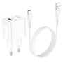 Сетевое зарядное устройство Hoco C98A, 18 Вт, Quick Charge, 220 В, белый, с USB кабелем тип-C, 1 порт, #6931474766878