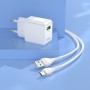 Сетевое зарядное устройство Hoco C98A, 18 Вт, Quick Charge, 220 В, белый, с USB кабелем тип-C, 1 порт, #6931474766878