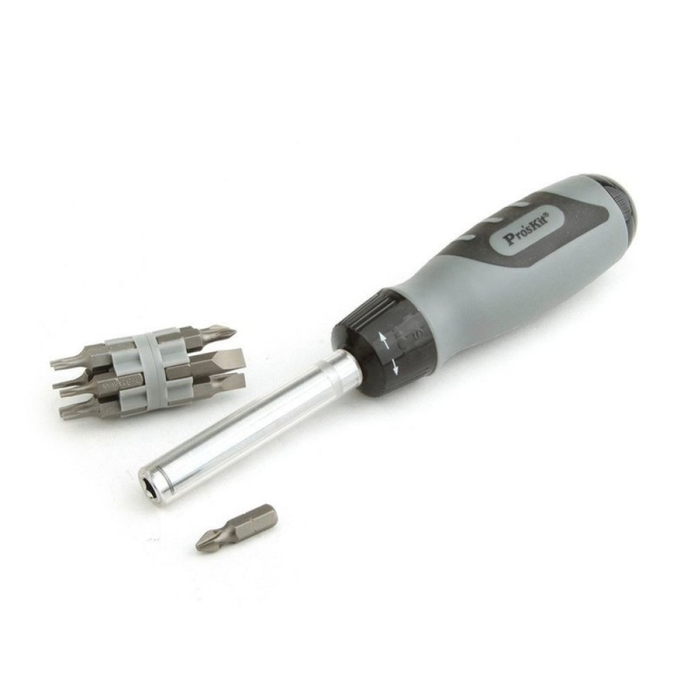Викрутка-тріскачка з набором біт Pro'sKit 8PK-SD010 (12 шт.)