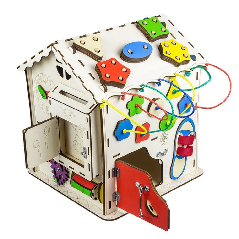 Бизиборд GoodPlay Развивающий домик (30×30×40)