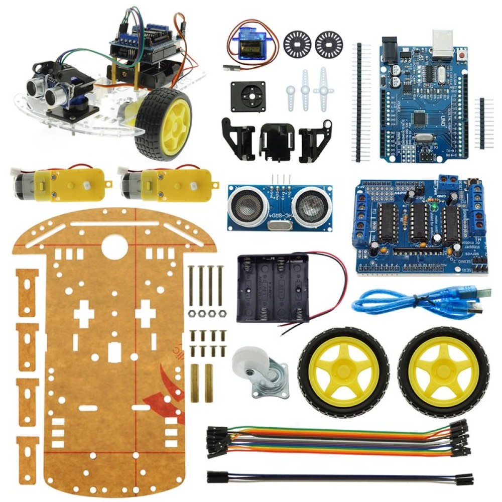 Конструктор Arduino Робомашинка с датчиком для огибания препятствий + руководство пользователя