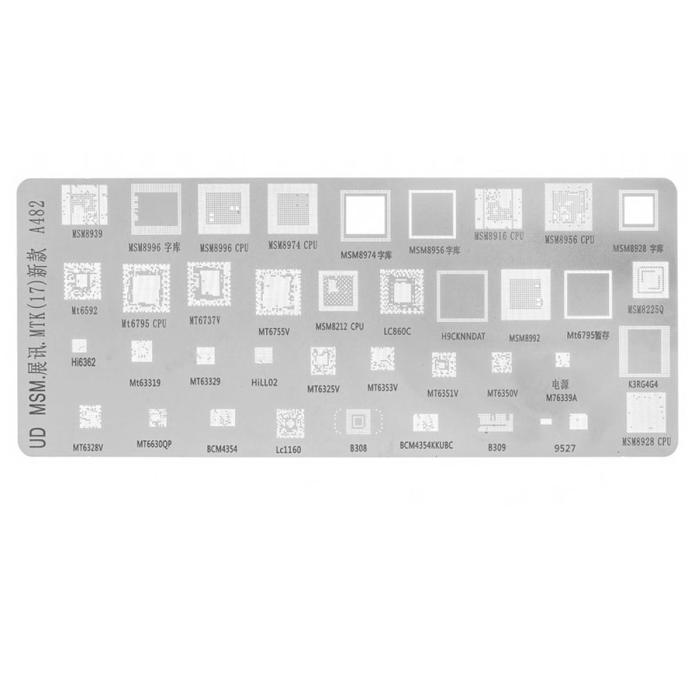 BGA-трафарет A482, MSM8996, MT6582, LC860C, MSM8928, MSM8956, MSM8974, MT6737V, MSM8939, MT6795, 39 in 1
