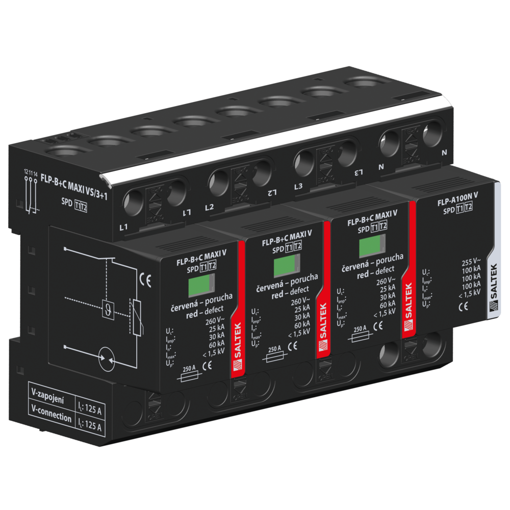 Комбинированный грозовой разрядник УЗИП SALTEK FLP-B+C MAXI VS/3+1