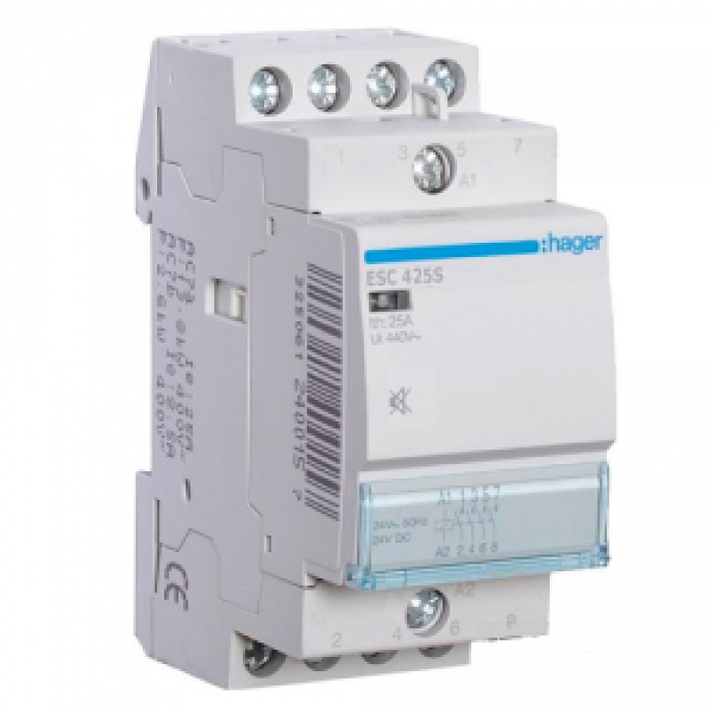 Контактор бесшумный - силовое реле Hager ESC-425S 230V/25A 4Н.О