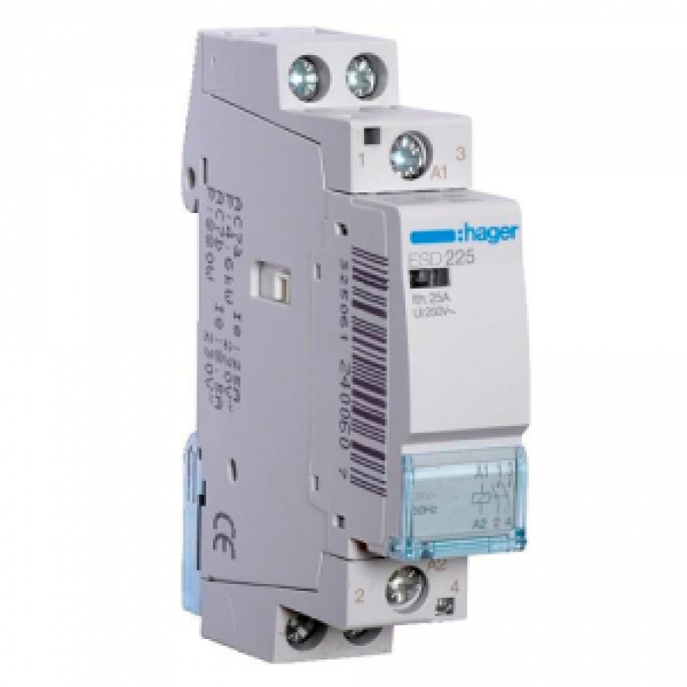 Контактор бесшумный - силовое реле Hager ESD225S 24V/25A 2 Н.О