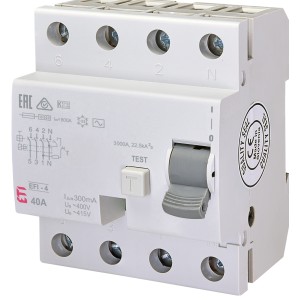 Реле диференціальне (ПЗВ) EFI-4 40 / 0,5 тип AC (10kA), ETI (2065143)