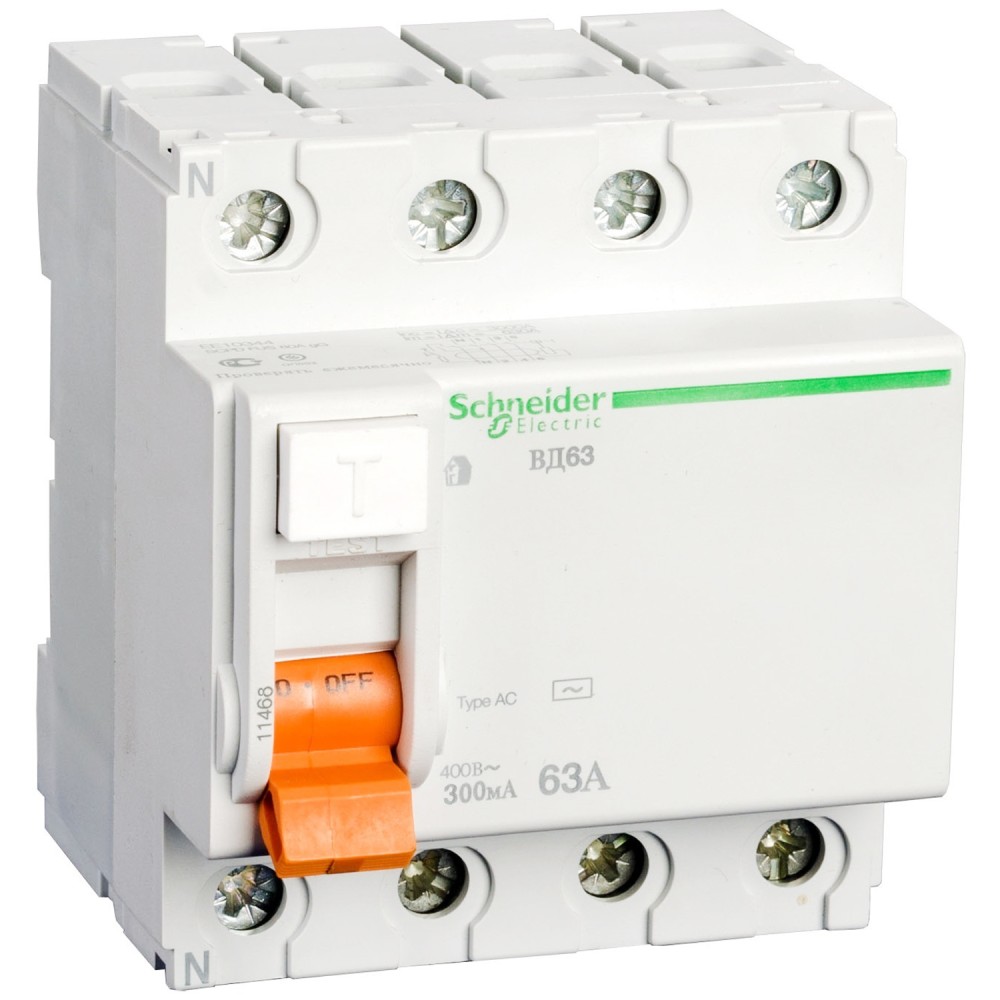 Дифференциальное реле Schneider Electric ВД63 4P 63А 300мА (11468)