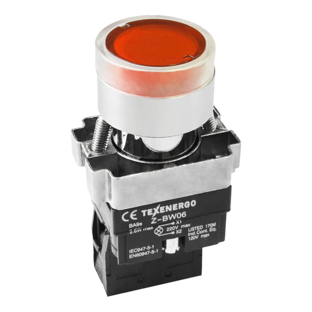 Кнопка ИЭК LAY5-BW3461 с подсветкой красная 1з (BBT50-BW-K04)