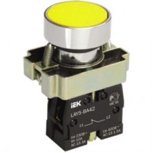 Кнопка ИЭК LAY5-BA51 без подсветки желтая 1з (BBT60-BA-K05)