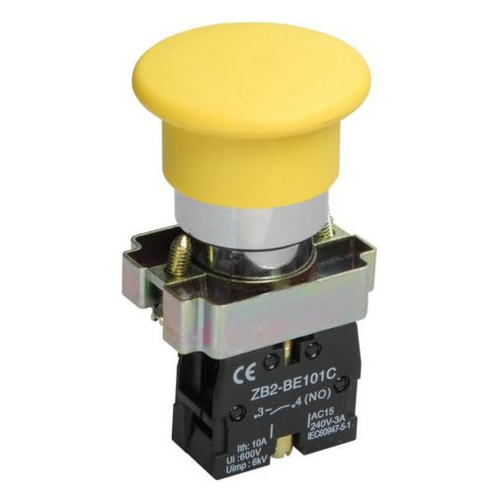 Кнопка ИЭК LAY5-BC51 "Грибок", без подсветки желтый, 1з (BBG70-BC-K05)