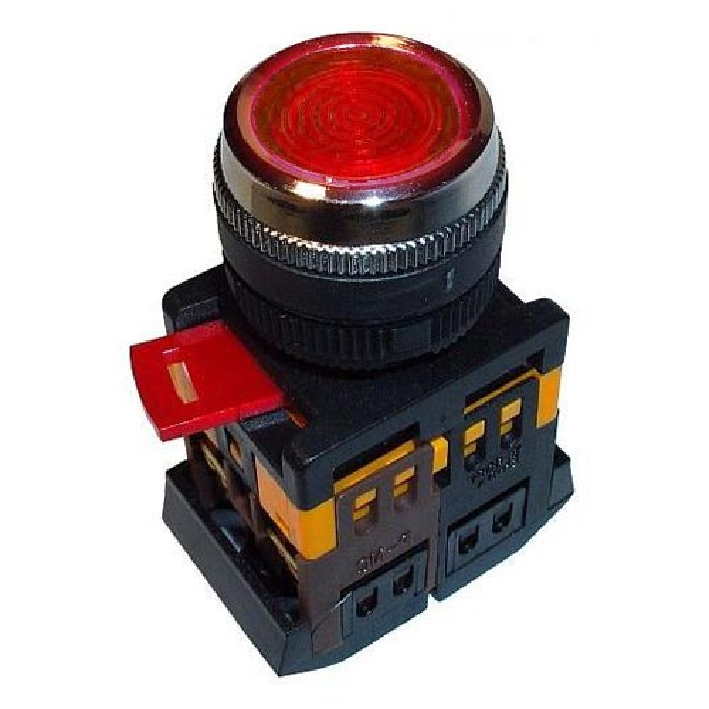 Кнопка ИЭК ABLFS-22 красный D22мм неон 240В 1з+1р (BBT30-ABLFS-K04)