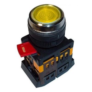 Кнопка ИЭК ABLFS-22 желтый D22мм неон 240В 1з+1р (BBT30-ABLFS-K05)