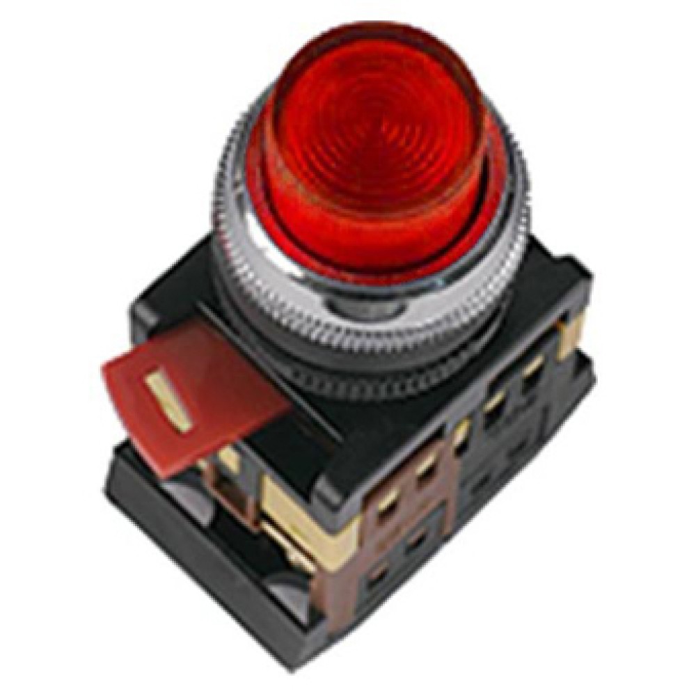 Кнопка ИЭК ABLFP-22 красный D22мм неон 240В 1з+1р (BBT20-ABLFP-K04)