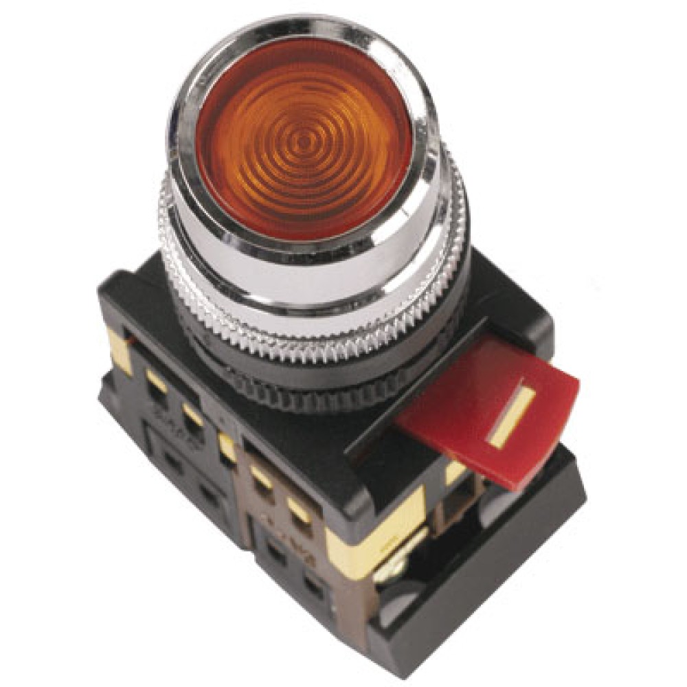 Кнопка ИЭК ABLF-22 красный D22мм неон 240В 1з+1р (BBT10-ABLF-K04)