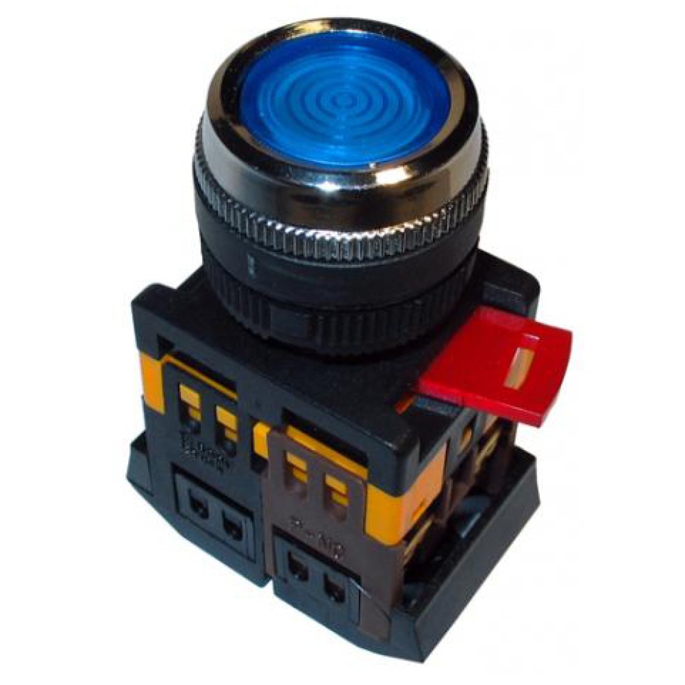 Кнопка ИЭК ABLFS-22 синий D22мм неон 240В 1з+1р (BBT30-ABLFS-K07)